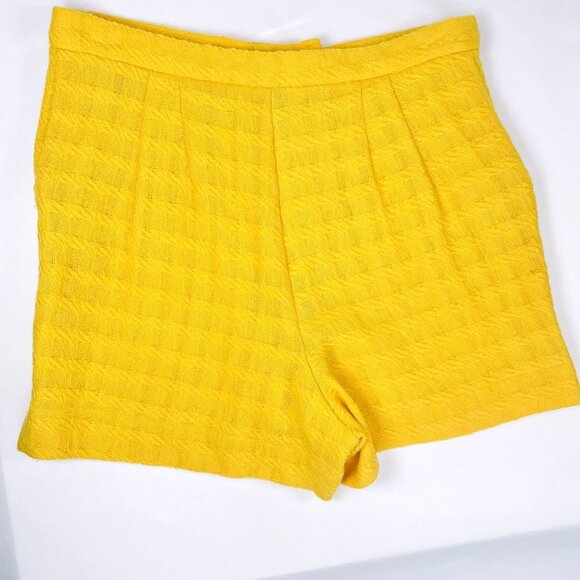 Tucker Womens Yellow Woven Textured Knitted High Waist Shorts Petite / XS / 25" - Picture 7 of 12